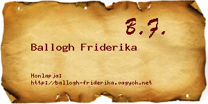 Ballogh Friderika névjegykártya